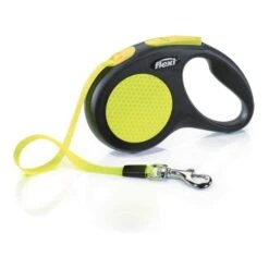 Flexi Neon Reflective Tape Black & Yellow Dog Lead