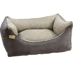 Earthbound Rectangular Removable Faux Suede Two Tone Dog Bed - Grey