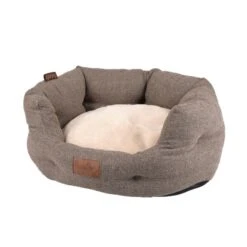 Luxury Cream & Brown Tweed Herringbone Pet Bed For Cats And Dogs – Small / Medium -ROYAL CANIN Shop I9521104 01