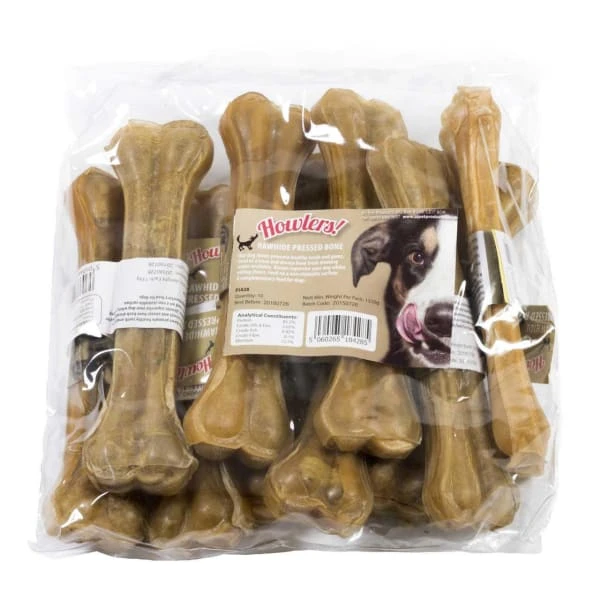 Howlers 8"" Pressed Bones Dog Treat 1 Howlers 8"" Pressed Bones Dog Treat
