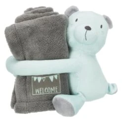 Trixie Junior Bear And Blanket Cuddly Set For Dogs - Grey & Mint -ROYAL CANIN Shop I9658327
