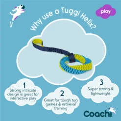 Coachi Tuggi Helix Toy For Dogs - Navy, Lime & Light Blue