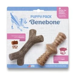 Benebone Tiny 2-Pack Maplestick And Zaggler Puppy Dog Toy - Bacon & Maple Wood -ROYAL CANIN Shop I9661294